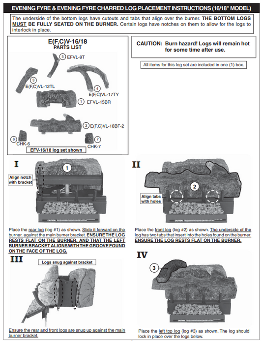 Real Fyre 30 Inch Vent-Free Gas Log Set for G18 Burners