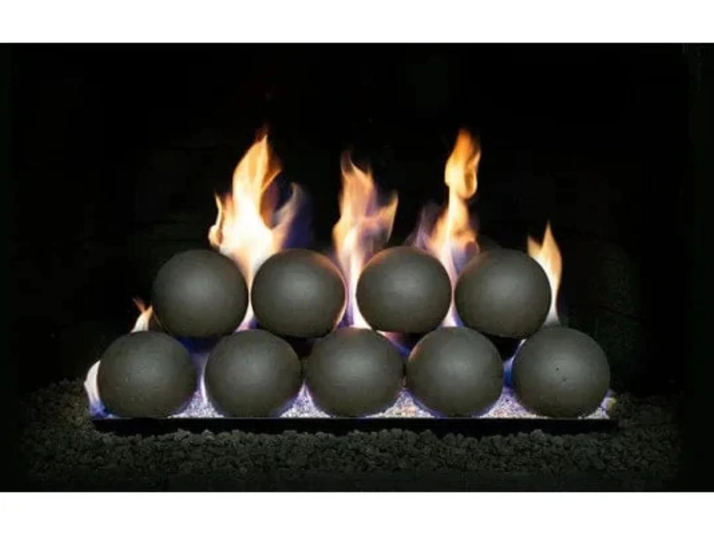 Real Fyre 18" Vent Free 4” Epic Black Fyre Spheres with Single View Fireplace