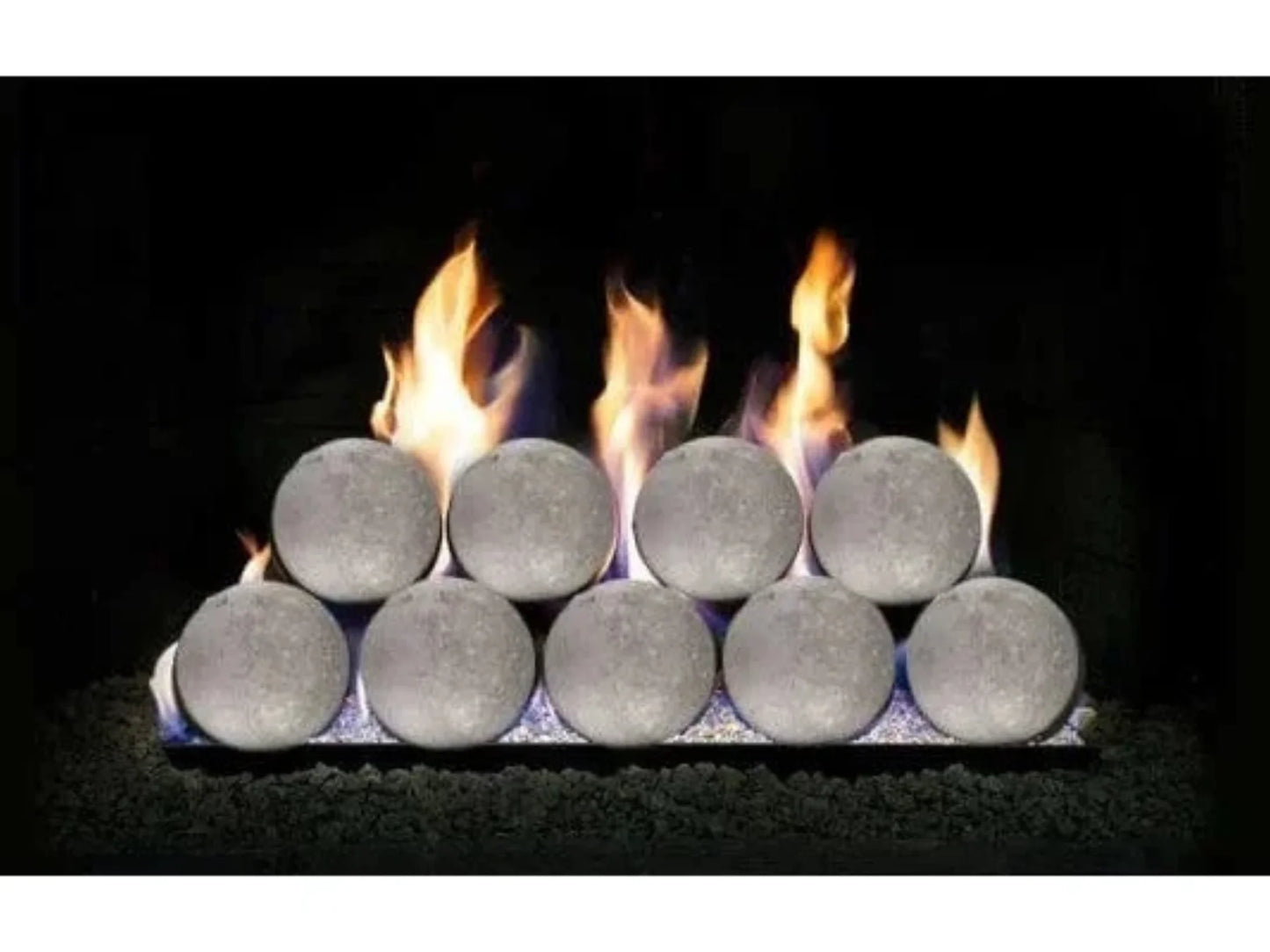 Real Fyre 18" Vent Free 4” Gray Stone Fyre Spheres with Single View Fireplace