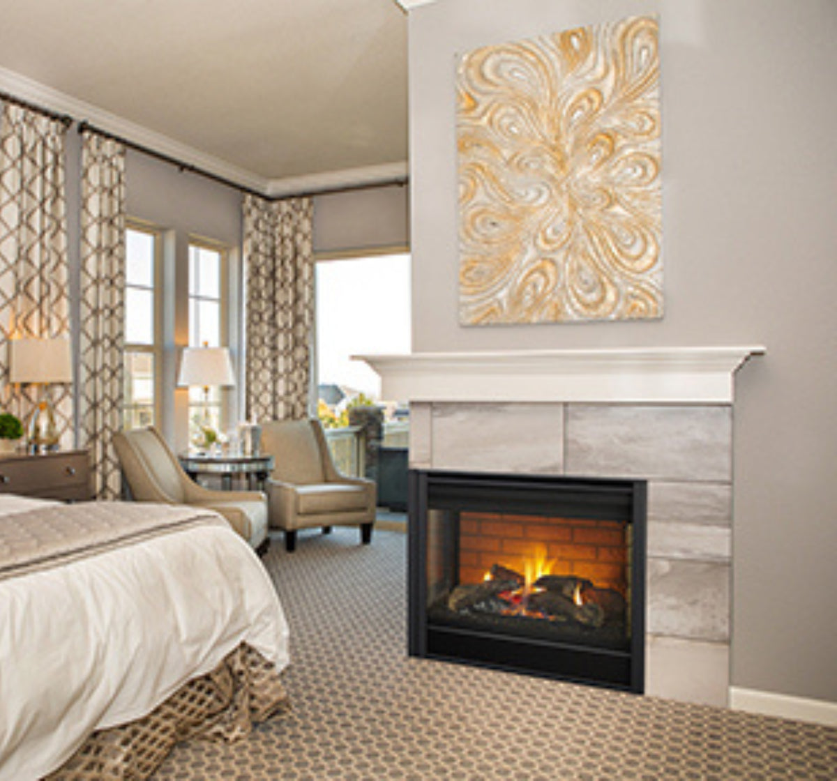 Majestic Right Corner 36" Traditional Direct Vent Natural Gas Fireplace with IntelliFire Touch Ignition System