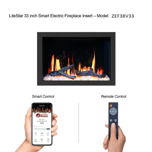 Litedeer Homes LiteStar 33" Smart Electric Fireplace Inserts-33