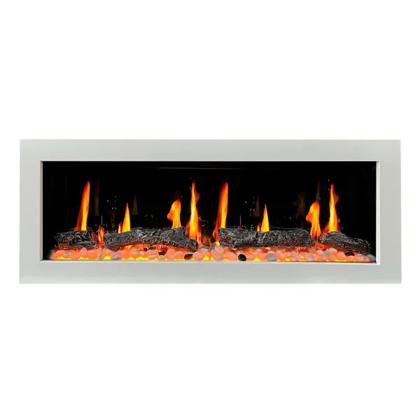 Litedeer Homes Gloria II 48" White Seamless Push-in Electric Fireplace With Smart App Control and 5 Unique Flame