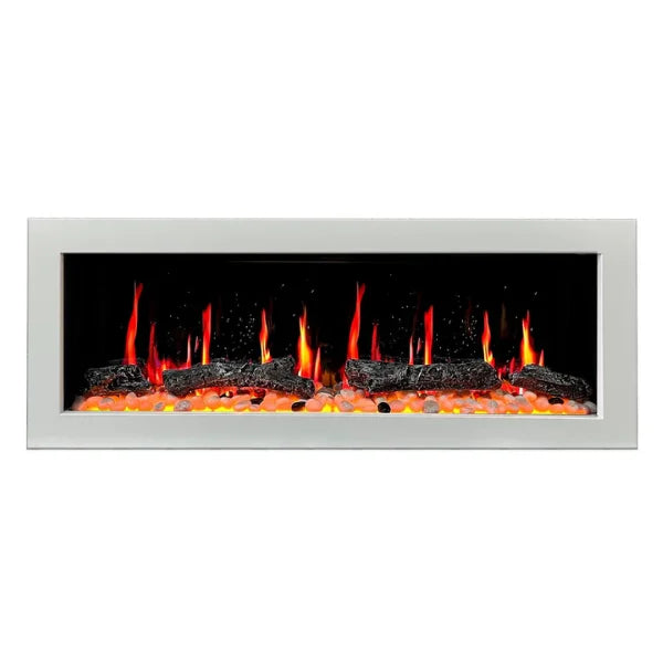 Litedeer Homes Gloria II 48" White Seamless Push-in Electric Fireplace With Smart App Control and 5 Unique Flame