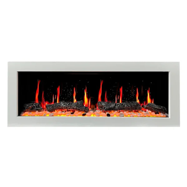 Litedeer Homes Gloria II 48" White Seamless Push-in Electric Fireplace With Smart App Control and 5 Unique Flame