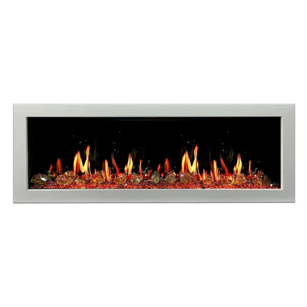 Litedeer Homes Gloria II 58" White Seamless Push-in Electric Fireplace With Reflective Fire Glass Reflective Fire Glass