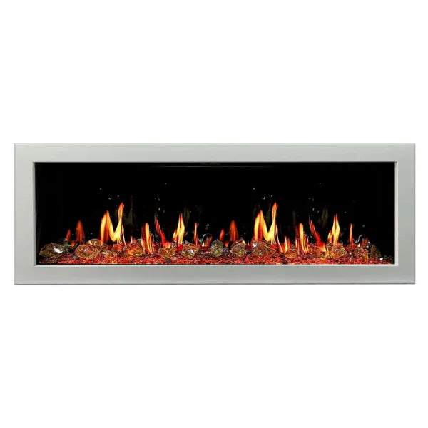 Litedeer Homes Gloria II 58" White Seamless Push-in Electric Fireplace With Reflective Fire Glass Reflective Fire Glass