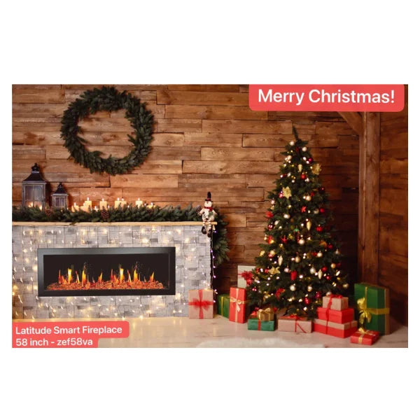 Litedeer Homes Gloria II 58" White Seamless Push-in Electric Fireplace With Reflective Fire Glass Reflective Fire Glass