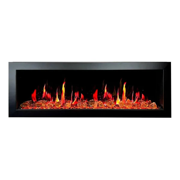 Litedeer Homes Gloria II 58" White Seamless Push-in Electric Fireplace With Reflective Fire Glass Reflective Fire Glass
