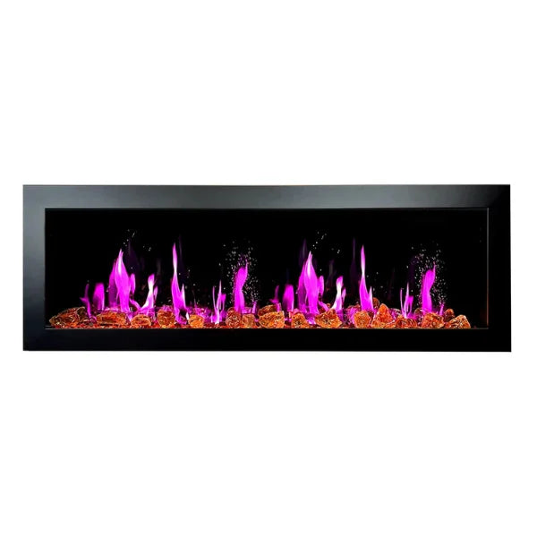 Litedeer Homes Gloria II 58" White Seamless Push-in Electric Fireplace With Reflective Fire Glass Reflective Fire Glass
