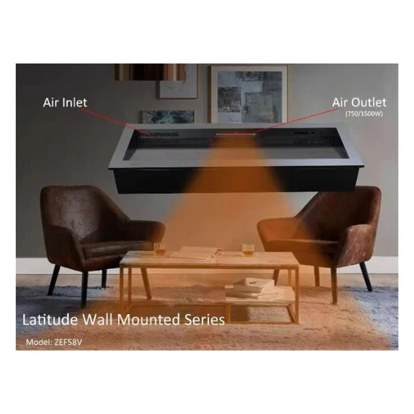 Litedeer Homes Gloria II 58" White Seamless Push-in Electric Fireplace With Reflective Fire Glass Reflective Fire Glass