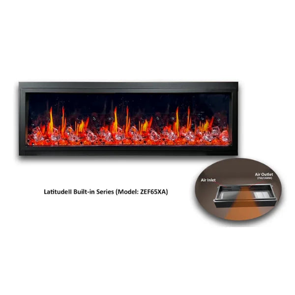Litedeer Homes Gloria II 58" White Seamless Push-in Electric Fireplace With Reflective Fire Glass Reflective Fire Glass