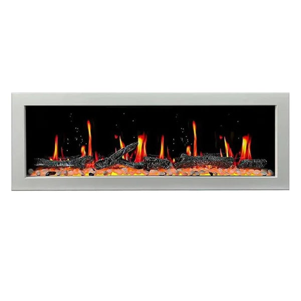 Litedeer Homes Gloria II 58" White Seamless Push-in Electric Fireplace With Smart App Control and 5 Unique Flame