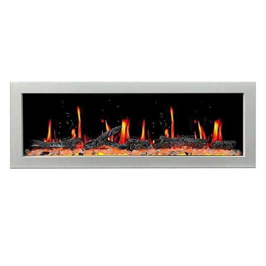 Litedeer Homes Gloria II 58" White Seamless Push-in Electric Fireplace With Smart App Control and 5 Unique Flame