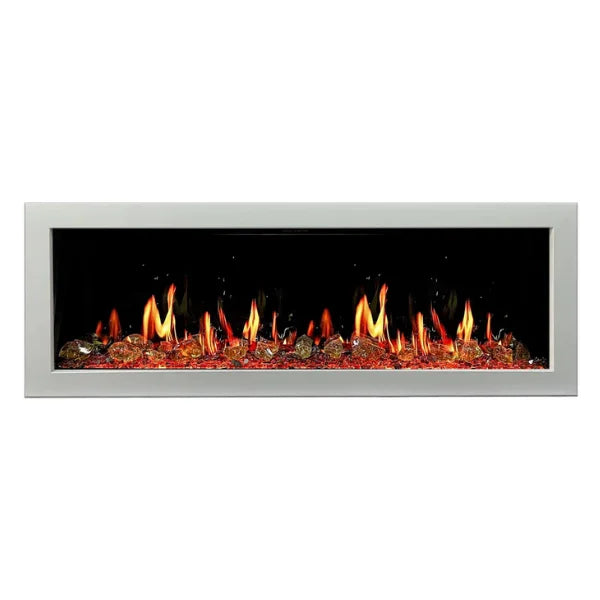 Litedeer Homes Gloria II 68" White Seamless Push-in Electric Fireplace With Reflective Fire Glass Reflective Fire Glass