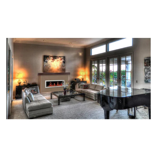 Litedeer Homes Gloria II 68" White Seamless Push-in Electric Fireplace With Reflective Fire Glass Reflective Fire Glass