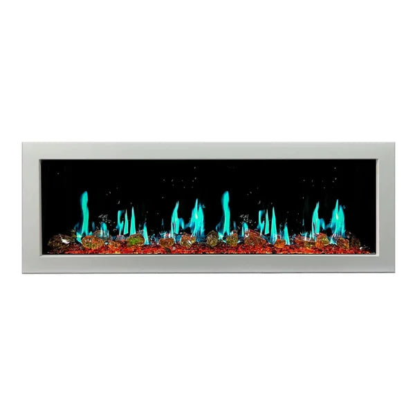 Litedeer Homes Gloria II 68" White Seamless Push-in Electric Fireplace With Reflective Fire Glass Reflective Fire Glass