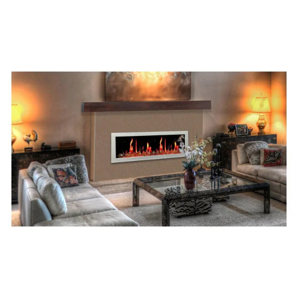 Litedeer Homes Gloria II 68" White Seamless Push-in Electric Fireplace With Reflective Fire Glass Reflective Fire Glass