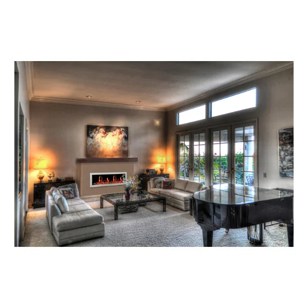 Litedeer Homes Gloria II 68" White Seamless Push-in Electric Fireplace With Reflective Fire Glass Reflective Fire Glass