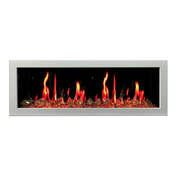 Litedeer Homes Gloria II 68" White Seamless Push-in Electric Fireplace With Reflective Fire Glass Reflective Fire Glass