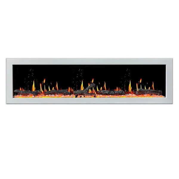 Litedeer Homes Gloria II 78" White Seamless Push-in Electric Fireplace With Smart App Control and 5 Unique Flame