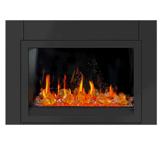 LiteStar 38" Luster Copper Amber Glass Smart Electric Fireplace Inserts With App Reflective Amber Glass
