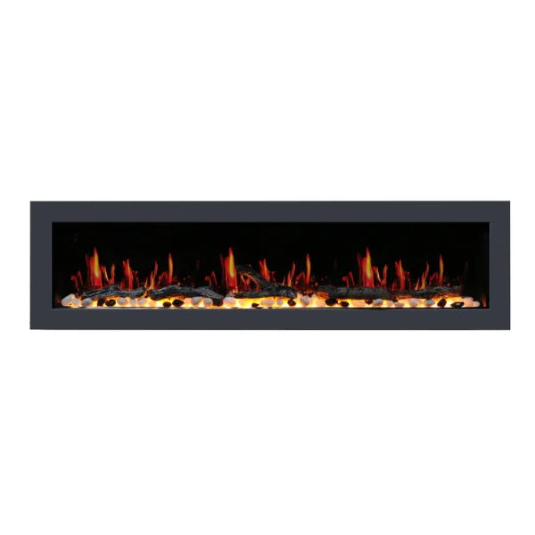 Litedeer Homes Latitude II 48" Seamless Push-in Electric Fireplace With App Driftwood Log & River Rock