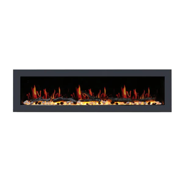 Litedeer Homes Latitude II 48" Seamless Push-in Electric Fireplace With App Driftwood Log & River Rock