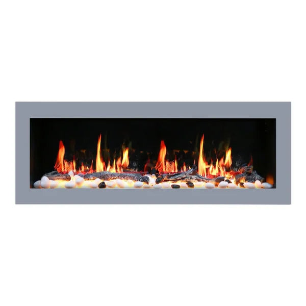 Litedeer Homes Latitude II 48" Seamless Push-in Electric Fireplace With App Driftwood Log & River Rock