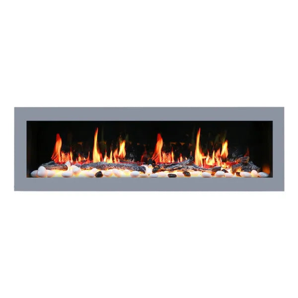 Litedeer Homes Latitude II 48" Seamless Push-in Electric Fireplace With App Driftwood Log & River Rock