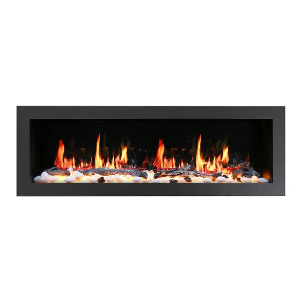 Litedeer Homes Latitude II 48" Seamless Push-in Electric Fireplace With App Driftwood Log & River Rock