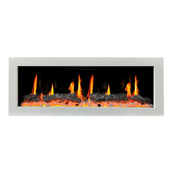 Litedeer Homes Latitude II 48" Seamless Push-in Electric Fireplace With App Driftwood Log & River Rock