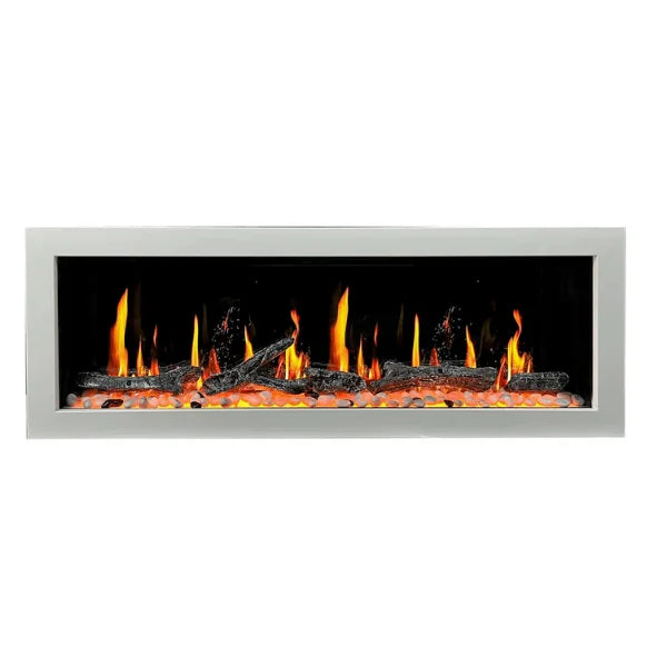 Litedeer Homes Latitude II 48" Seamless Push-in Electric Fireplace With App Driftwood Log & River Rock