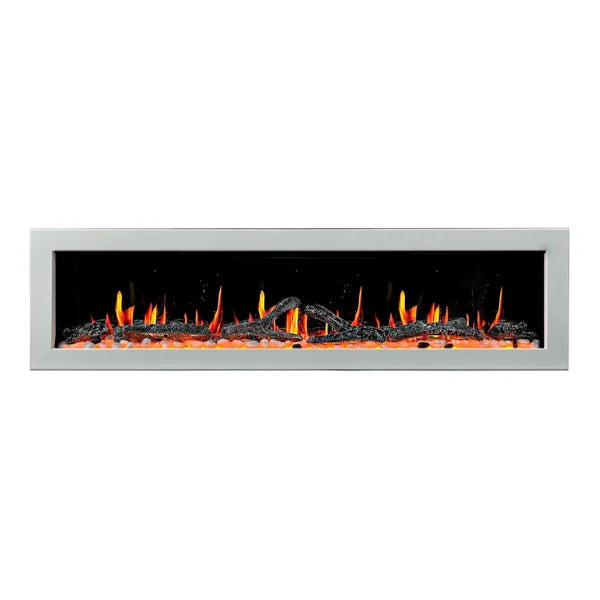 Litedeer Homes Latitude II 48" Seamless Push-in Electric Fireplace With App Driftwood Log & River Rock