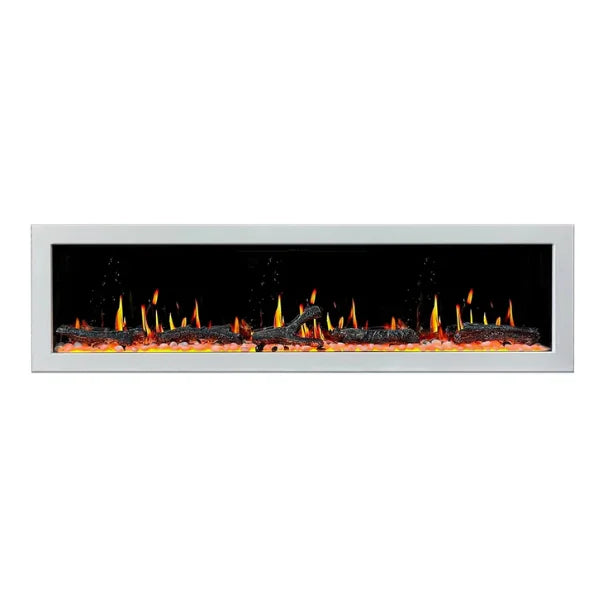 Litedeer Homes Latitude II 48" Seamless Push-in Electric Fireplace With App Driftwood Log & River Rock