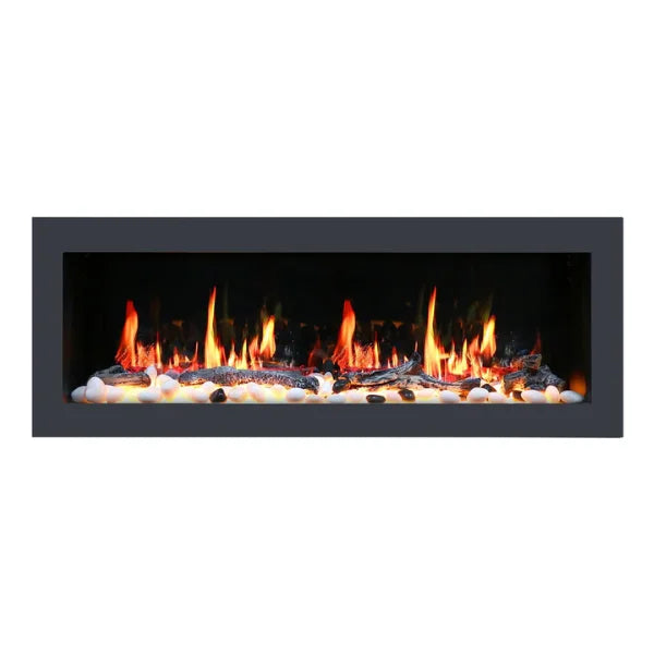 Litedeer Homes Latitude II 48" Seamless Push-in Electric Fireplace With App Driftwood Log & River Rock