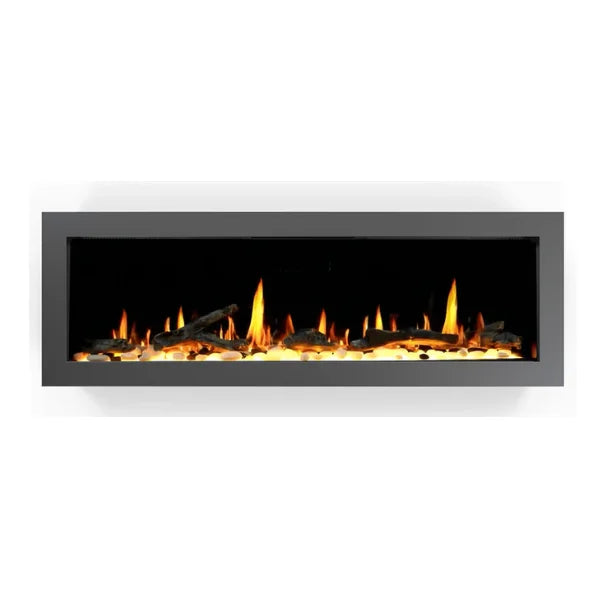 Litedeer Homes Latitude II 48" Seamless Push-in Electric Fireplace With App Driftwood Log & River Rock