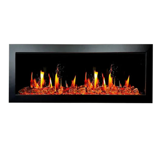 Litedeer Homes Latitude II 48" Seamless Push-in Electric Fireplace With Luster Copper Reflective Fire Glass