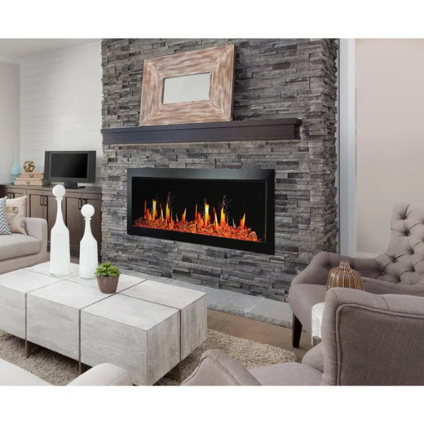 Litedeer Homes Latitude II 48" Seamless Push-in Electric Fireplace With Luster Copper Reflective Fire Glass