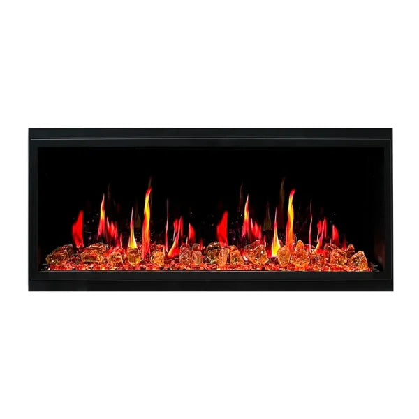 Litedeer Homes Latitude II 48" Seamless Push-in Electric Fireplace With Luster Copper Reflective Fire Glass