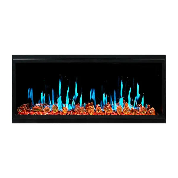 Litedeer Homes Latitude II 48" Seamless Push-in Electric Fireplace With Luster Copper Reflective Fire Glass