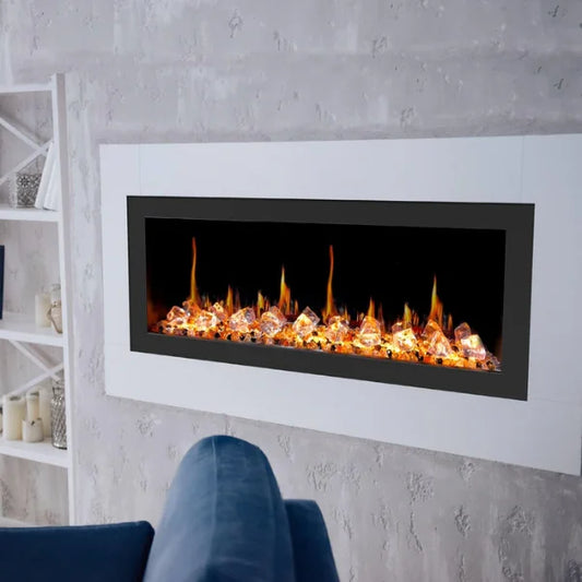 Litedeer Homes Latitude II 48" Seamless Push-in Electric Fireplace With Acrylic Crushed Ice Rocks