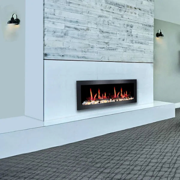 Litedeer Homes Latitude II 48" Seamless Push-in Electric Fireplace With Acrylic Crushed Ice Rocks