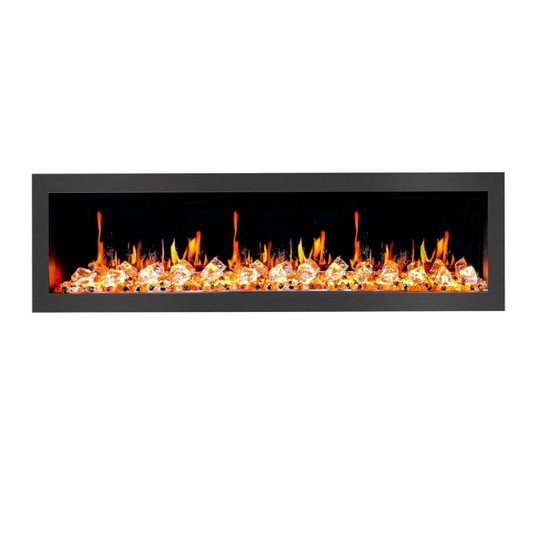 Litedeer Homes Latitude II 58" Seamless Push-in Electric Fireplace With Acrylic Crushed Ice Rocks