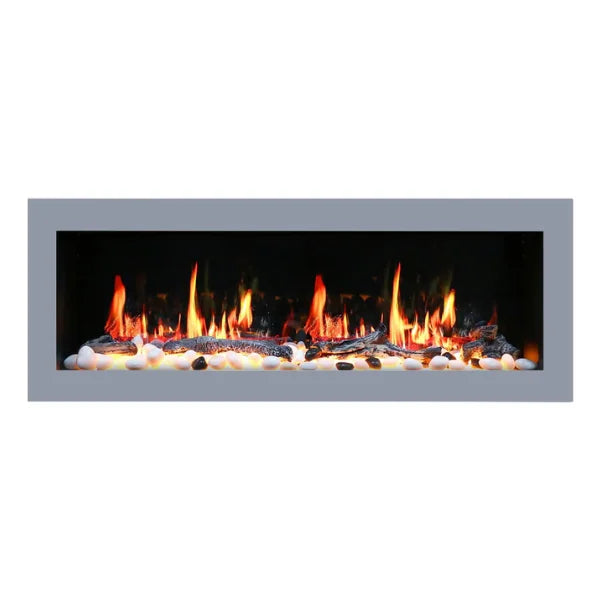Litedeer Homes Gloria II 58" Silver Seamless Push-in Electric Fireplace