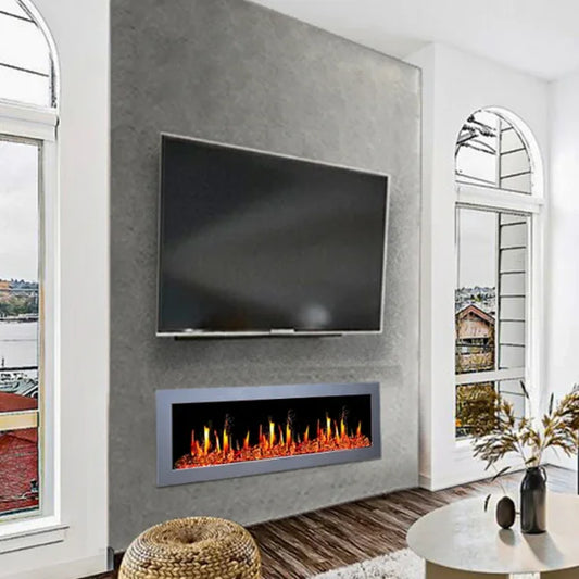 Litedeer Homes Gloria II 58" Silver Seamless Push-in Electric Fireplace