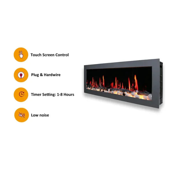 Litedeer Homes Gloria II 58" Silver Seamless Push-in Electric Fireplace