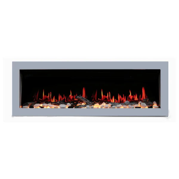 Litedeer Homes Gloria II 58" Silver Seamless Push-in Electric Fireplace