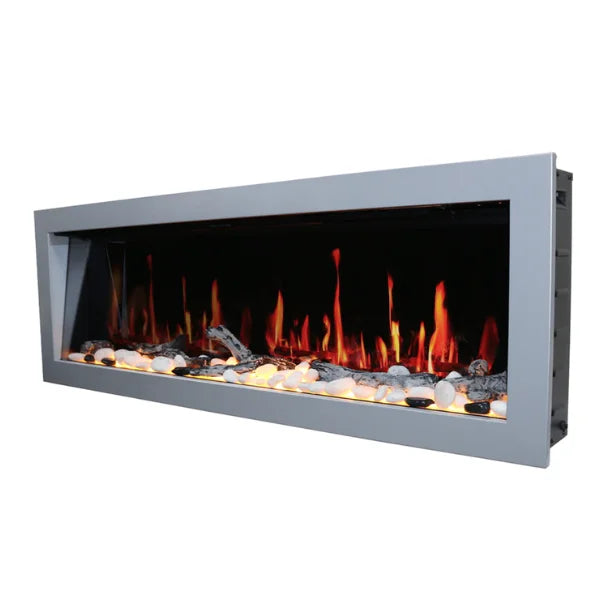 Litedeer Homes Gloria II 58" Silver Seamless Push-in Electric Fireplace