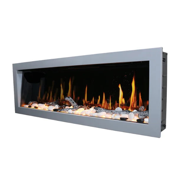 Litedeer Homes Gloria II 58" Silver Seamless Push-in Electric Fireplace