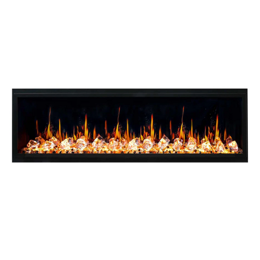 Litedeer Homes Latitude 65" Black Ultra Slim Built-in Linear Smart Electric Fireplace With Acrylic Crushed Ice Rocks